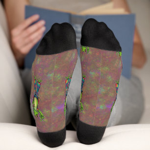Trippy Hippie Psychedelic Frog Peace Retro Einziga Socken