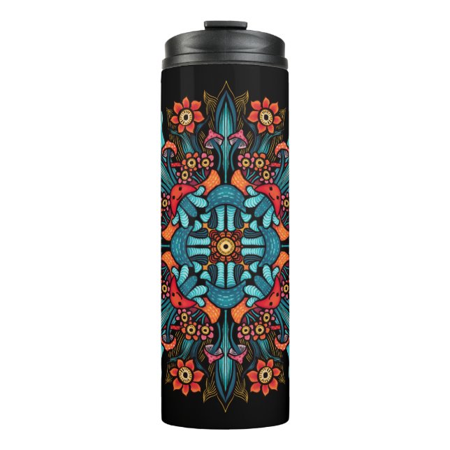 Trippy hippie psychedelic groovy mushroom komisch thermosbecher (Vorderseite)