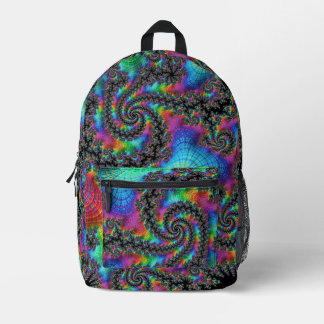 Trippy Hippie Psychedelic Rainbow Spiral Fraktal Bedruckter Rucksack