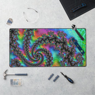 Trippy Hippie psychedelische Regenbogen-Spiral-Fra Schreibtischunterlage