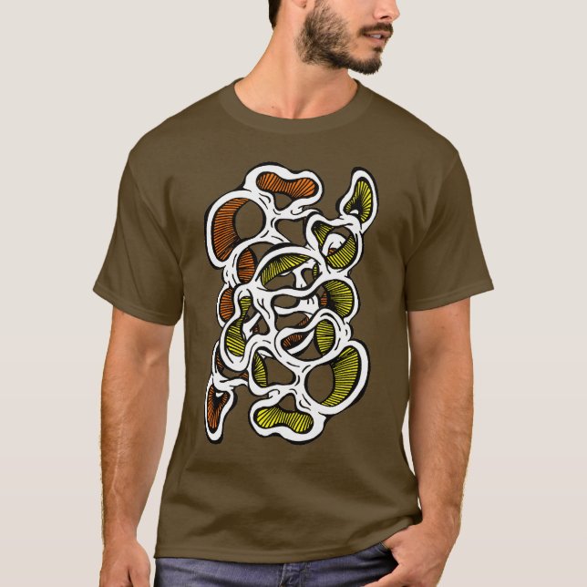 Trippy-Hippy-Abstraktes Bio Pilzdesign T-Shirt (Vorderseite)