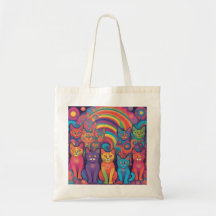 Trippy Hippy Cats Vivid Color Psychedelic