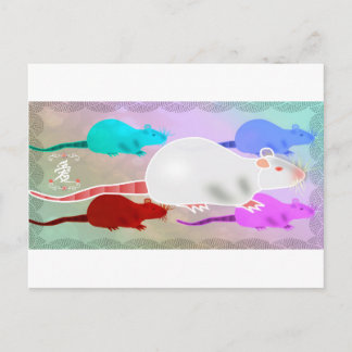 Trippy Hippy Rainbow Pet Rats Postkarte