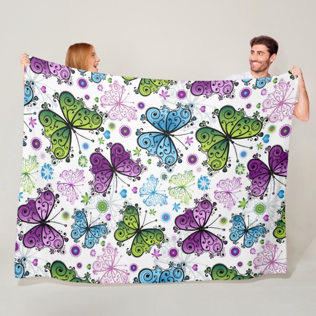 Trippy Hippy Retro Butterfly Fleecedecke (Beispiel)