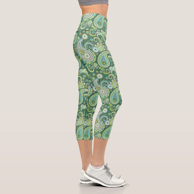 Trippy Hippy Retro Paisley Capri Leggings (Rechts)