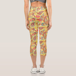 Trippy Hippy Retro Paisley Capri Leggings