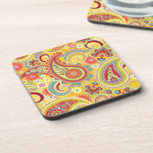 Trippy Hippy Retro Paisley Getränkeuntersetzer