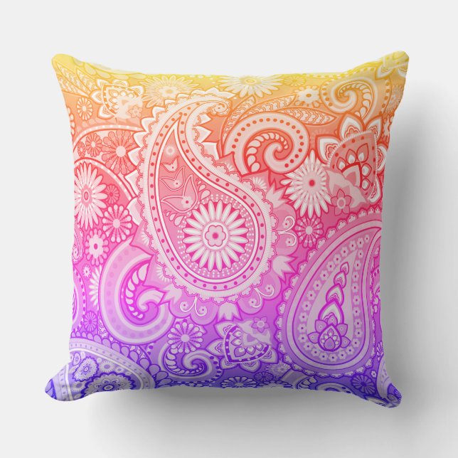 Trippy Hippy Retro Paisley Kissen (Vorderseite)