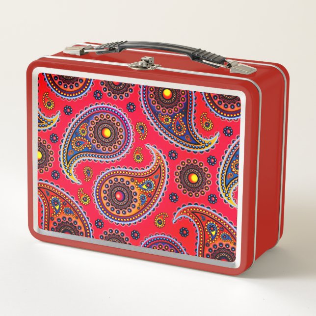 Trippy Hippy Retro Paisley Metal Lunch Box (Vorderseite)