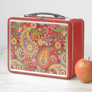 Trippy Hippy Retro Paisley Metall Brotdose