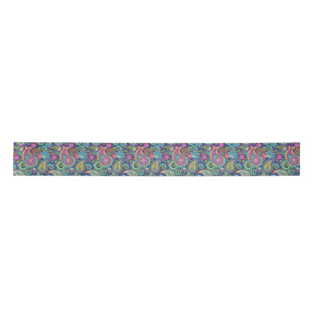 Trippy Hippy Retro Paisley Satinband (Vorderseite)