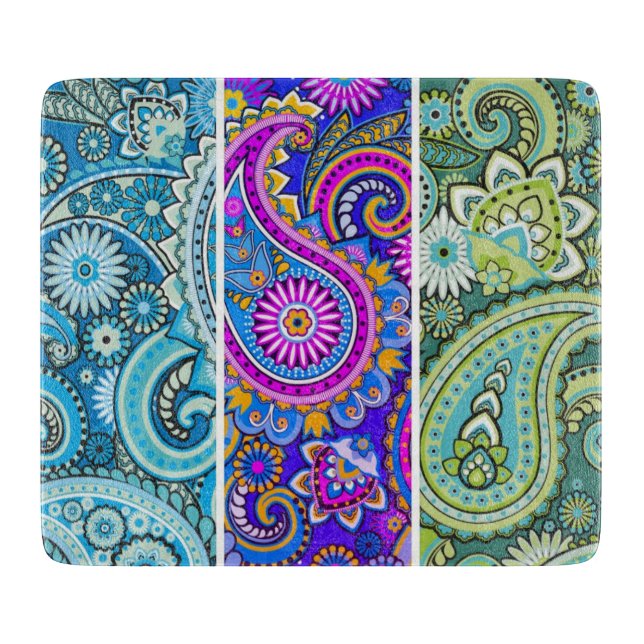 Trippy Hippy Retro Paisley Schneidebrett (Vorderseite)