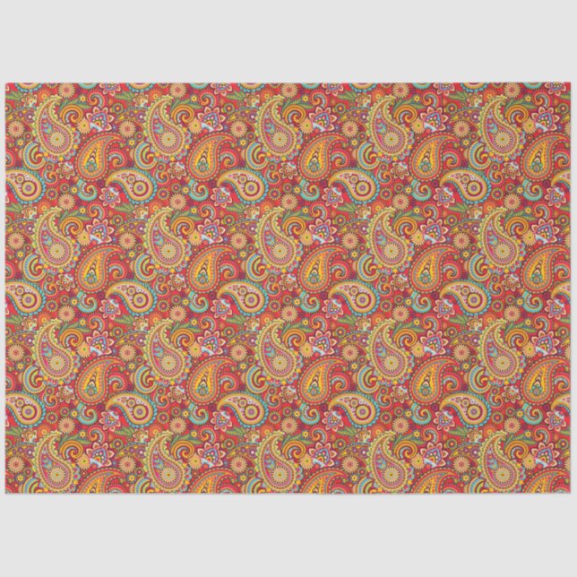 Trippy Hippy Retro Paisley Seidenpapier (Vorderseite)