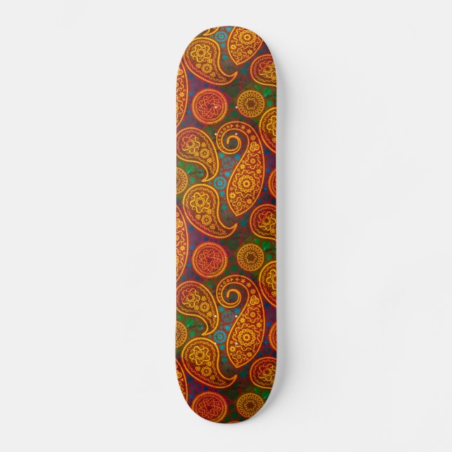 Trippy Hippy Retro Paisley Skateboard (Vorderseite)