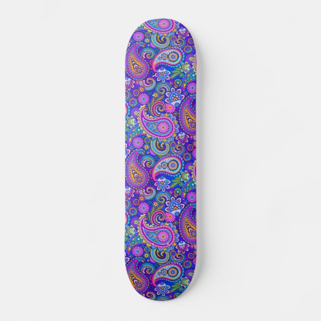 Trippy Hippy Retro Paisley Skateboard (Vorderseite)