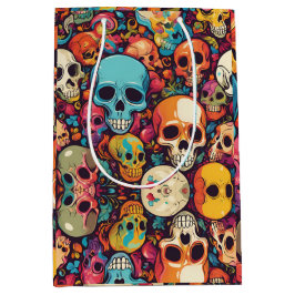 Trippy Hippy Skull Colorful Gemustert Psychedelic Mittlere Geschenktüte