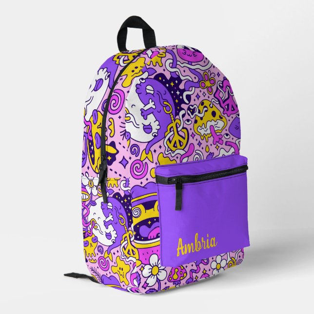 Trippy Hippy Style Bedruckter Rucksack (Rückseitige Ecke links)