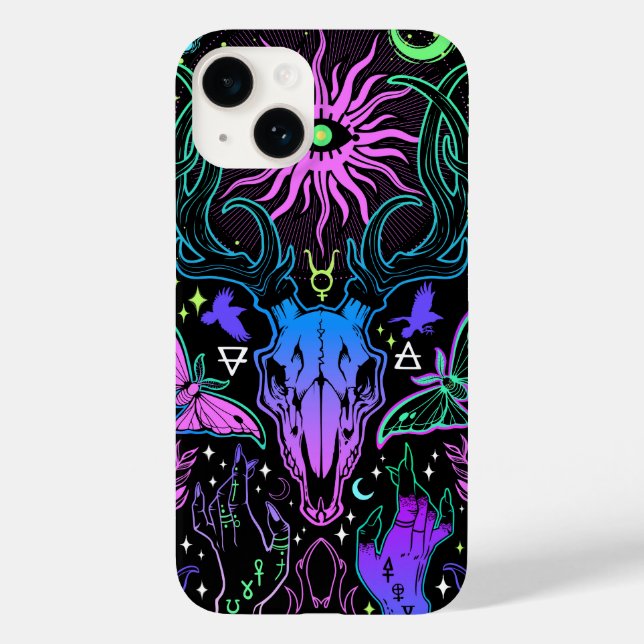 Trippy-Hirschschädel Case-Mate iPhone Hülle (Rückseite)