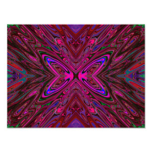 Trippy Hot Pink, Red and Blue Abstrakt Butterfly Fotodruck