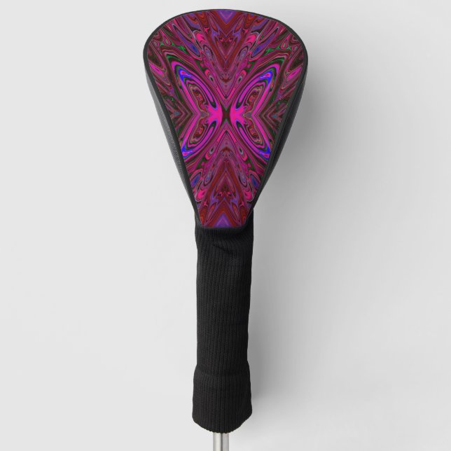 Trippy Hot Pink, Red and Blue Abstrakt Butterfly Golf Headcover (Vorderseite)