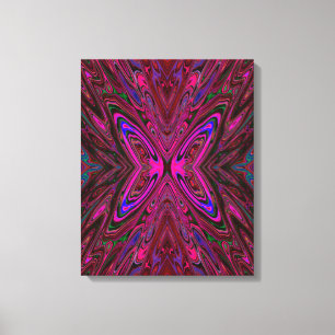 Trippy Hot Pink, Red and Blue Abstrakt Butterfly Leinwanddruck