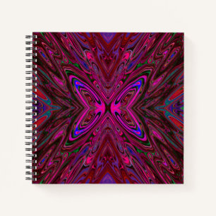 Trippy Hot Pink, Red and Blue Abstrakt Butterfly Notizbuch