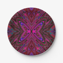 Trippy Hot Pink, Red and Blue Abstrakt Butterfly Pappteller