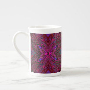 Trippy Hot Pink, Red and Blue Abstrakt Butterfly Prozellantasse