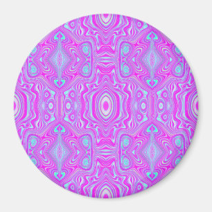 Trippy Hot Pink und Aqua Blau abstraktes Muster Magnet