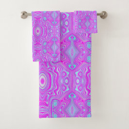 Trippy Hot Pink und Aqua Blue Abstrakt Pattern Badhandtuch Set