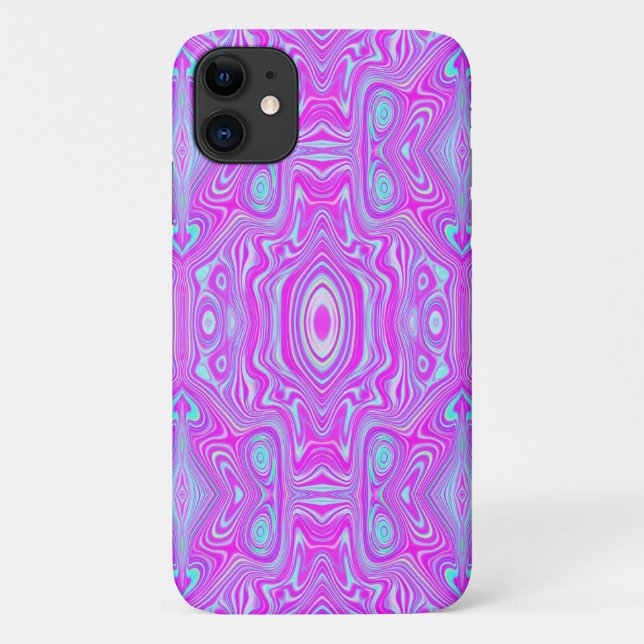 Trippy Hot Pink und Aqua Blue Abstrakt Pattern Case-Mate iPhone Hülle (Rückseite)
