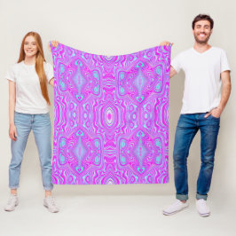 Trippy Hot Pink und Aqua Blue Abstrakt Pattern Fleecedecke