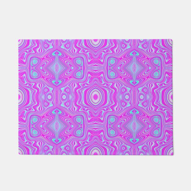 Trippy Hot Pink und Aqua Blue Abstrakt Pattern Fußmatte (Vorderseite)
