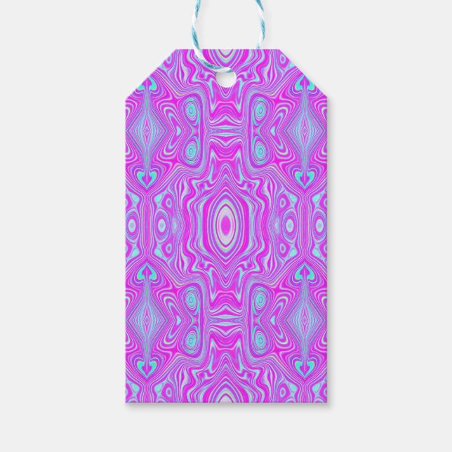 Trippy Hot Pink und Aqua Blue Abstrakt Pattern Geschenkanhänger (Vorderseite)