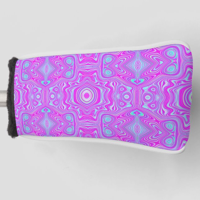 Trippy Hot Pink und Aqua Blue Abstrakt Pattern Golf Headcover (Vorderseite)