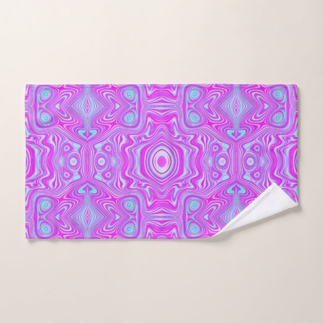 Trippy Hot Pink und Aqua Blue Abstrakt Pattern Handtuch (Handtuch)