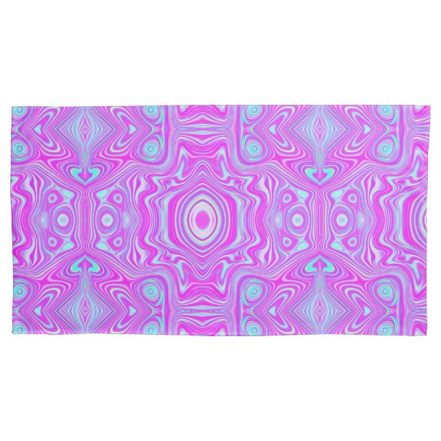 Trippy Hot Pink und Aqua Blue Abstrakt Pattern Kissenbezug (Vorderseite-Links)
