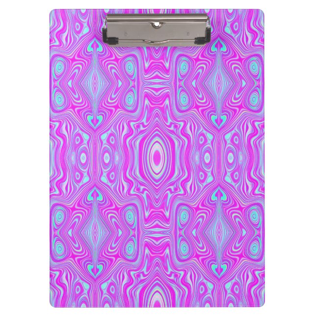 Trippy Hot Pink und Aqua Blue Abstrakt Pattern Klemmbrett (Vorderseite)