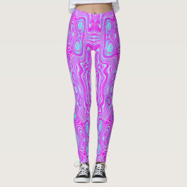 Trippy Hot Pink und Aqua Blue Abstrakt Pattern Leggings