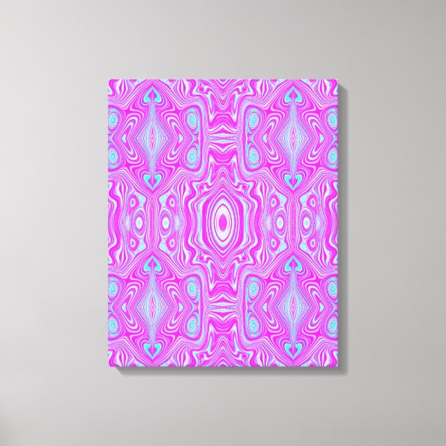Trippy Hot Pink und Aqua Blue Abstrakt Pattern Leinwanddruck (Vorderseite)