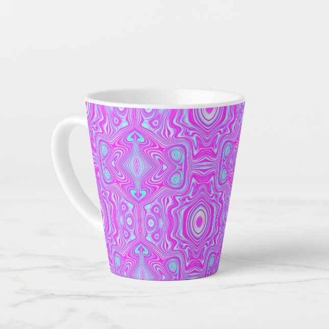 Trippy Hot Pink und Aqua Blue Abstrakt Pattern Milchtasse (Linke Ecke)