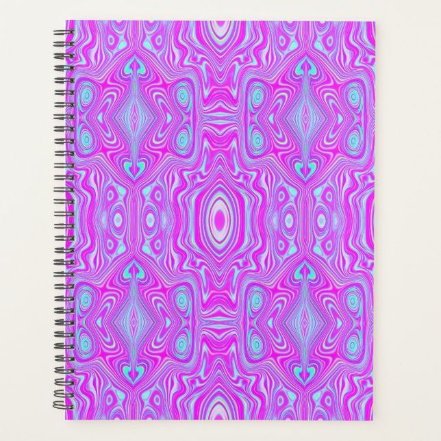 Trippy Hot Pink und Aqua Blue Abstrakt Pattern Planer (Vorderseite)