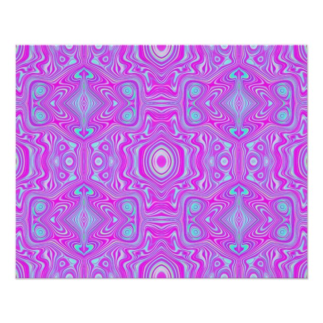 Trippy Hot Pink und Aqua Blue Abstrakt Pattern Poster (Vorderseite)