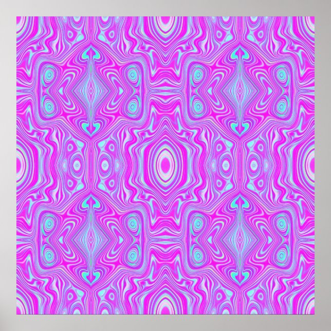 Trippy Hot Pink und Aqua Blue Abstrakt Pattern Poster (Vorne)