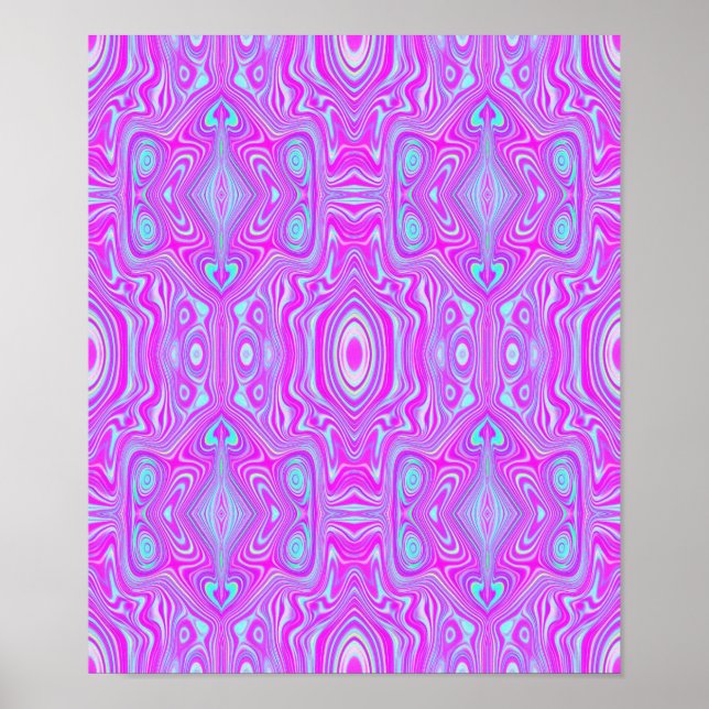 Trippy Hot Pink und Aqua Blue Abstrakt Pattern Poster (Vorne)