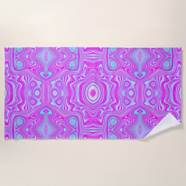 Trippy Hot Pink und Aqua Blue Abstrakt Pattern Strandtuch (Vorderseite)
