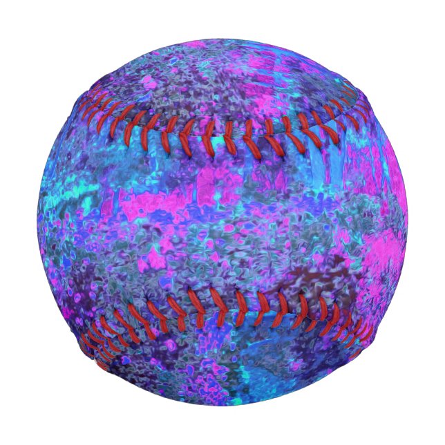 Trippy Hot Pink und Blue Impressionistic Landschaf Baseball (Vorderseite)