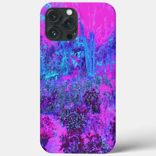 Trippy Hot Pink und Blue Impressionistic Landschaf Case-Mate iPhone Hülle (Rückseite)