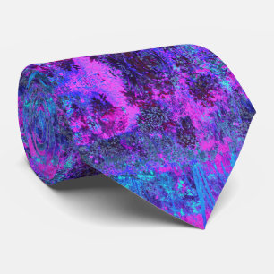 Trippy Hot Pink und Blue Impressionistic Landschaf Krawatte