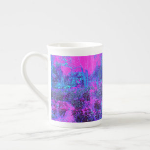 Trippy Hot Pink und Blue Impressionistic Landschaf Prozellantasse